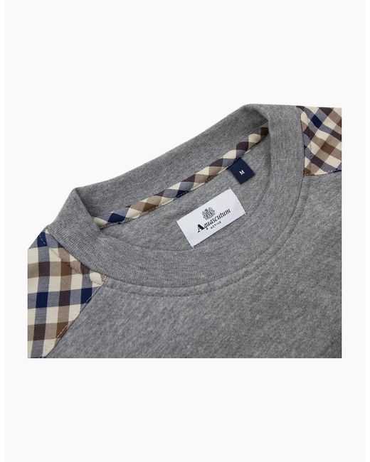 Aquascutum Gray Cc Shoulder Crewneck Fleece Dark Melange 53 for men