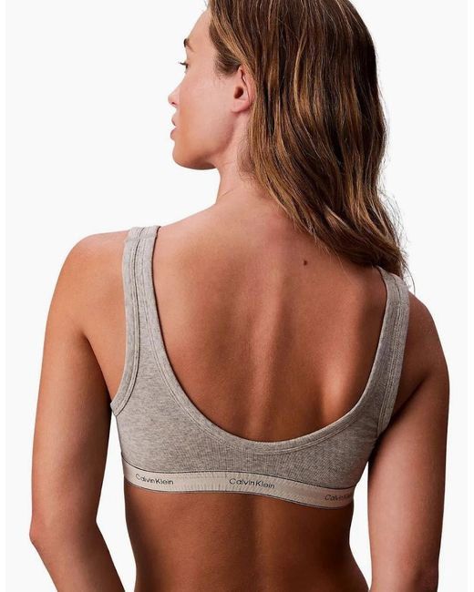 Calvin Klein Brown Heritage Cotton Unlined Bralette, Heather