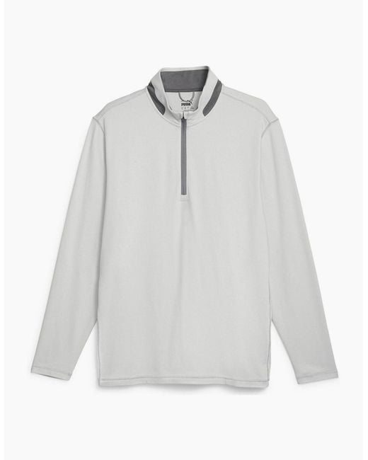 PUMA White Lightweight Quarter Zip Jumper for men