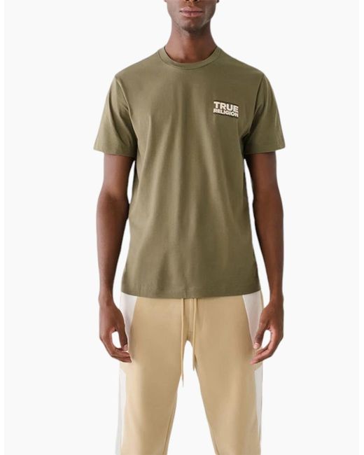 True Religion Green T Shirts Short Sleeve Buddha Summer Crew Neck Cotton Tee New for men