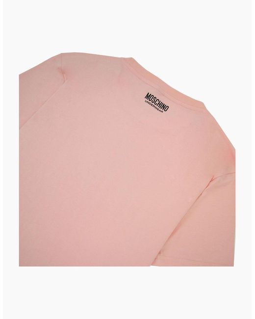 Moschino Pink Underwear Tape Logo T-Shirt 0227 for men
