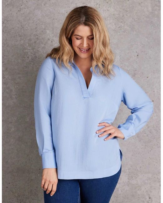Live Unlimited London Blue Dusty Long Sleeve Collared Shirt