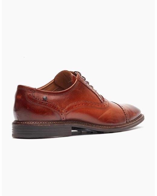 Base London Red London Ascot Oxford Leather Burnt Tan Oxford Shoes for men