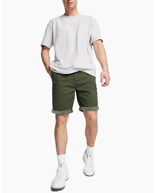 Threadbare Green Chino Shorts Cotton Knee Length Summer Bermuda Casual Shorts New for men