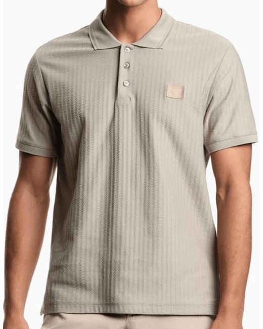 Emporio Armani Gray Textured Cotton Polo Shirt for men
