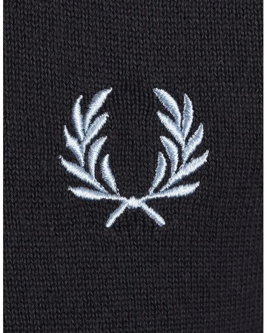 Fred Perry Black Cotton Knitted T-Shirt Anchor for men