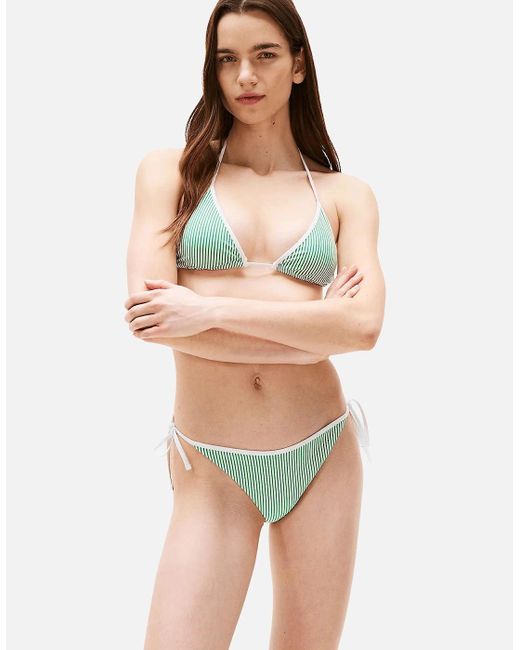 Tommy Hilfiger Blue Seersucker Stripe Bikini Bottoms, Radiant