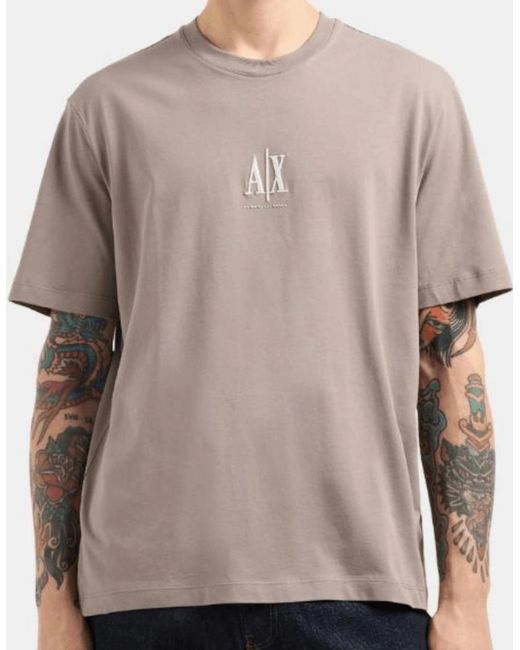 ARMANI EXCHANGE Natural Cotton Ax Embroidered Logo Icon T-Shirt for men