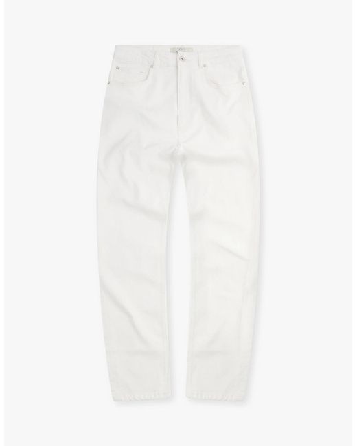 Vingt Quatre Denim White Vingt Quatre Slim Fit Chalk Garment Dye Jeans for men