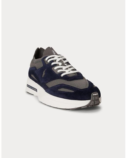 Polo Ralph Lauren Blue Boerum Knit Casual Trainers Hunter/Dark Metal for men