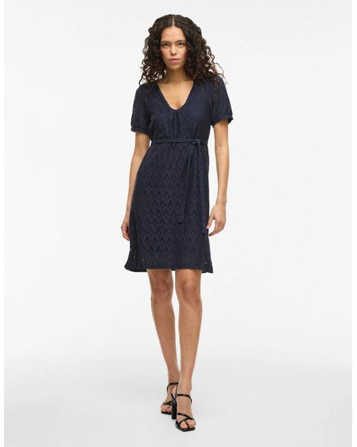 Vila Blue Amalina V-Neck Short Sleeve Dress Blazer