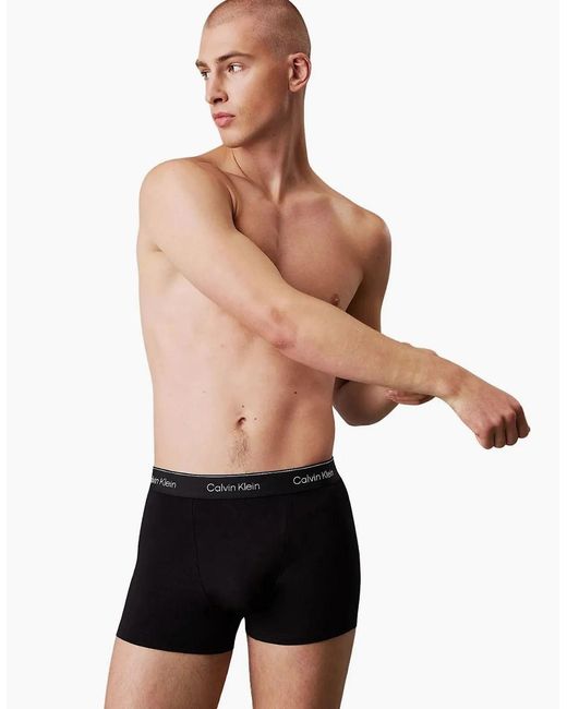 Calvin Klein Black 3-Pack Icon Cotton Stretch 'Relaxed Dart' Boxer Trunks, All for men