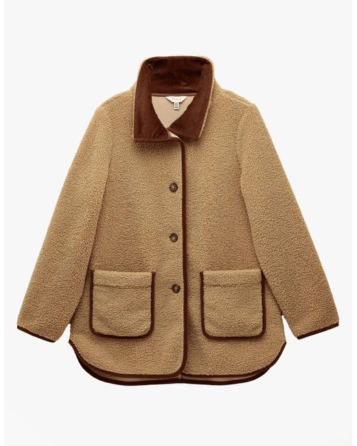 Joules Brown Sadie Longline Longline Fleece Jacket Neutral