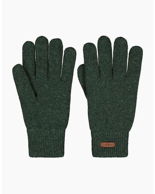 Barts Green Haakkon Wool Fleece Lined Ribbed Cuff Gloves for men