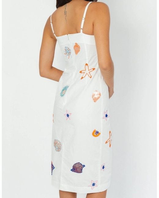Oceanus White Kiara Crystal Midi Dress