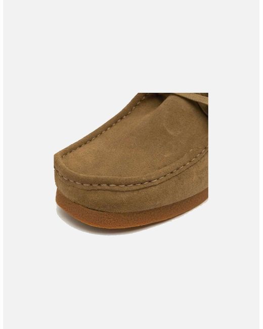 Clarks Brown Originals Wallabee Evo Suede Shoes Dark Sand for men