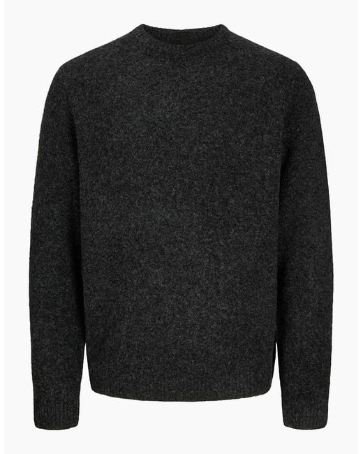 Jack & Jones Black Jprblasimon Souffle Knit Crew Jumper Medium Melange for men