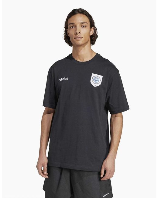 Adidas Originals Black Wordmark Crew Neck Short Sleeve Competition T-Shirt for men
