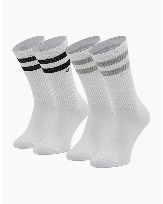 Calvin Klein White 2-Pack Stripes Casual Sports Socks for men