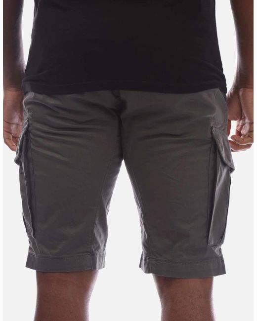 C P Company Gray Stretch Sateen Cargo Shorts for men