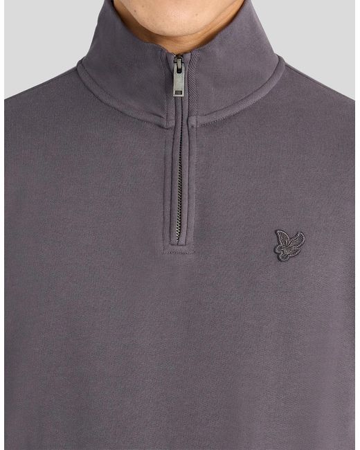 Lyle & Scott Gray Superfine Cotton 1/4 Zip Sweatshirt for men