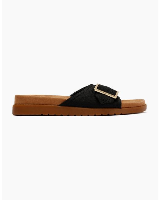 TOMS Black Marin Slide Canvas Sandals