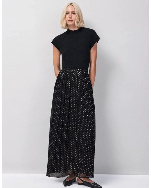 Ro&zo Black Foil Maxi Skirt