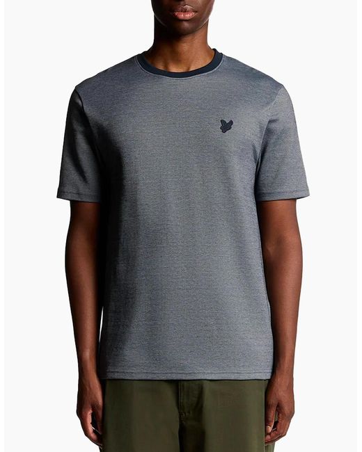Lyle & Scott Blue Lyle & Scott Two Tone Pique T-Shirt Chambray for men
