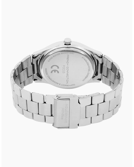French Connection Blue Connection Case Round Shape Strap Quartz Watch for men