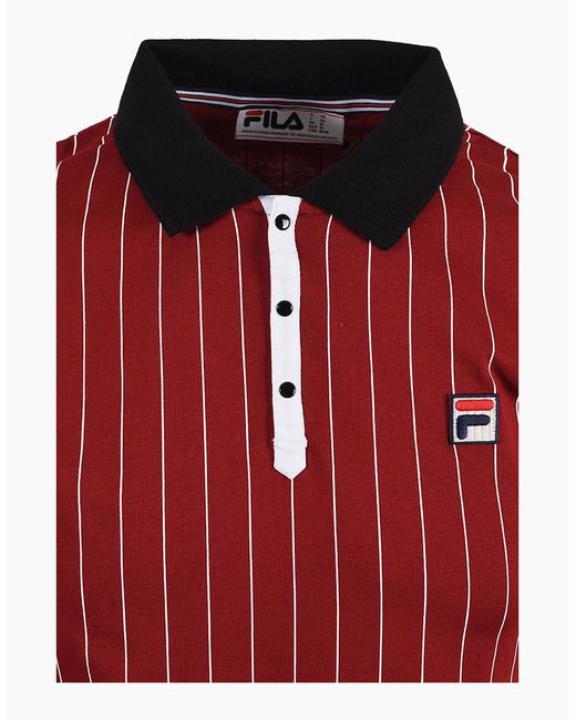 Fila Red Vintage Bb1 Classic Striped Polo Sundried Tomato for men