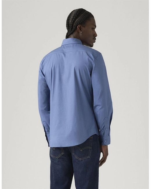 Levi's Blue Levi's Slim Fit Collared Neck Long Sleeve Shirt for men