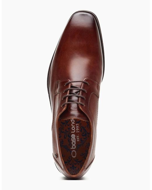 Base London Brown London Dome Lace Up Leather Burnt Tan Lace-Up Shoes for men