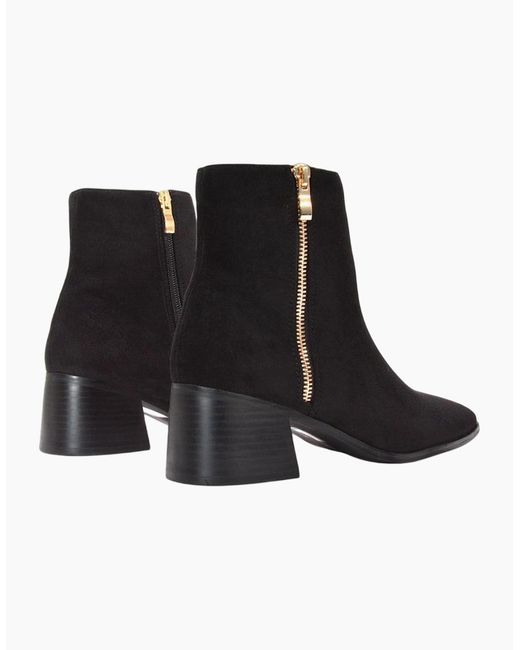 XY London Black Ladies Willow Square Toe Ankle Boots