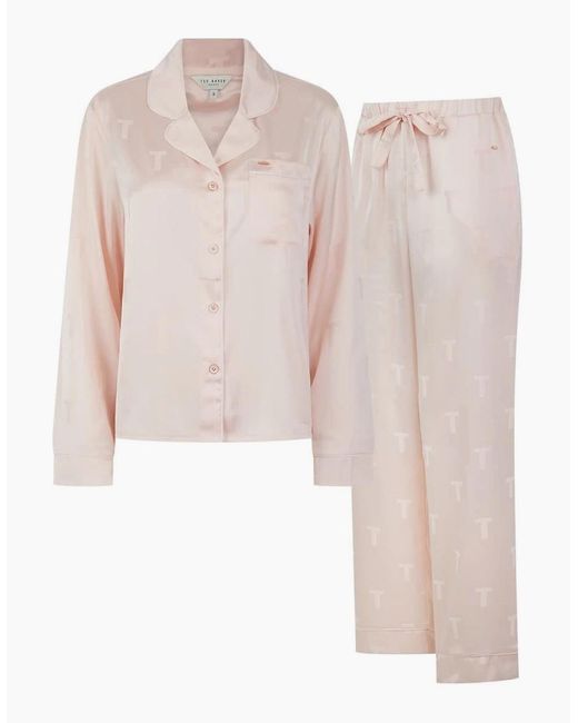 Ted Baker Pink Peggy Collared Neck Long Sleeve Pyjama Set