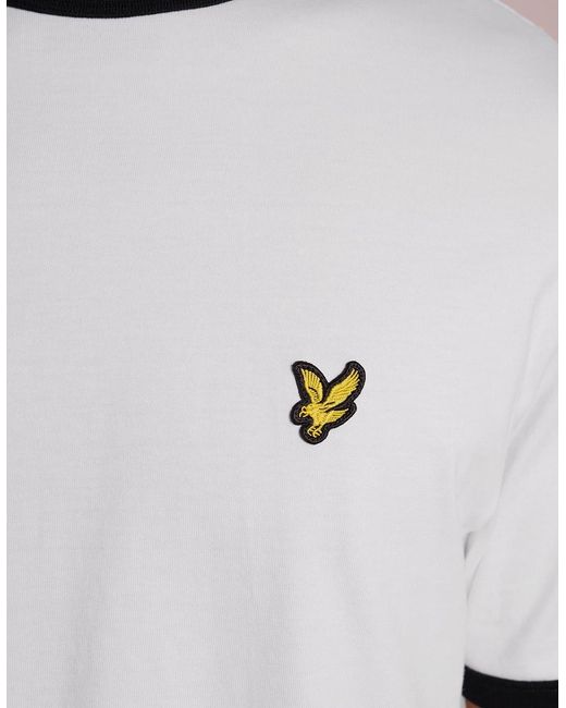 Lyle & Scott White Ringer Cotton Crew Neck T-Shirt for men