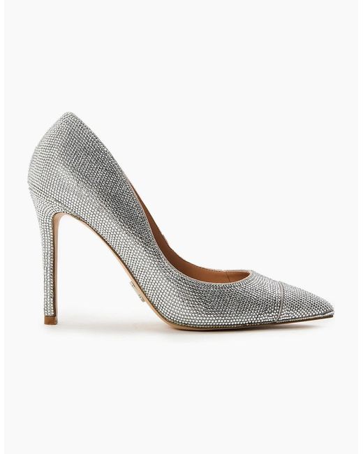 Steve Madden White Evelyn Cr Metallic Stiletto Court Shoes