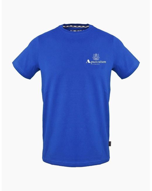 Aquascutum Blue Regular Fit Crew Neck Short Sleeve T-Shirt for men