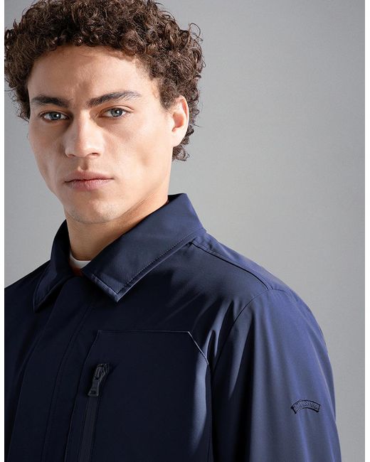 Paul & Shark Blue Typhoon Re-4X4 Stretch Shacket for men