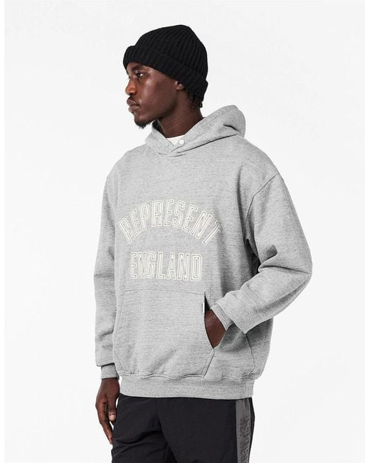 Represent Gray Relaxed Fit Pull Over Hoodie for men
