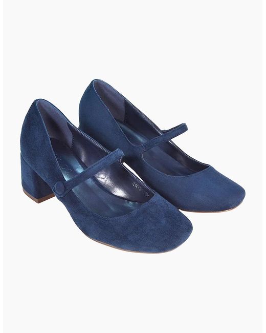 XY London Blue Ladies Leneka Low Block Heel Court Shoes