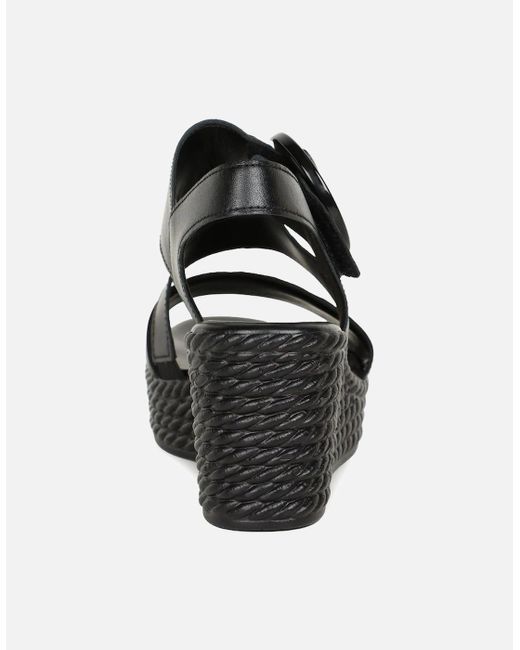 Gabor Black Drama Wedge Heel Sandals