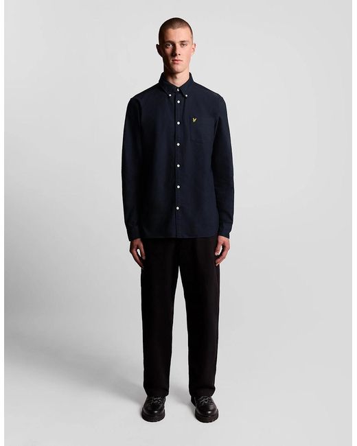 Lyle & Scott Blue Cotton Button Down Oxford Shirt for men