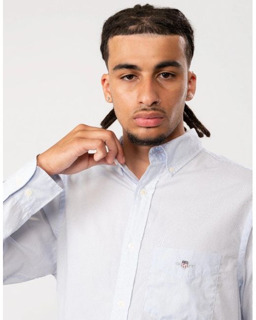 Gant White Regular Fit Poplin Shield Banker Shirt for men