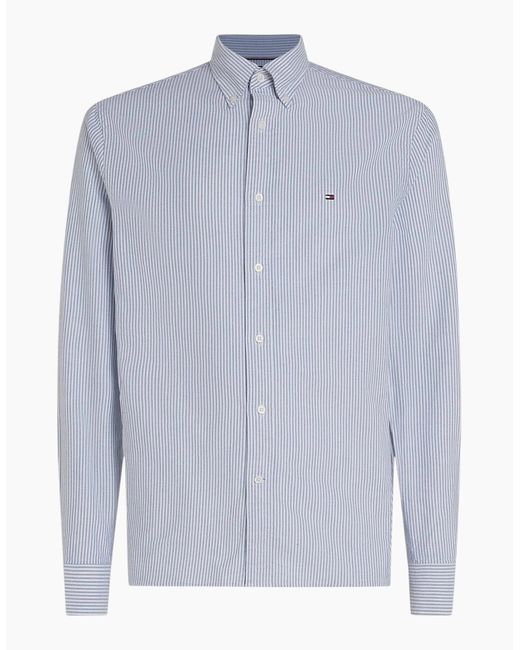 Tommy Hilfiger Blue Oxford Shirts Th Flex Slim Fit Top for men