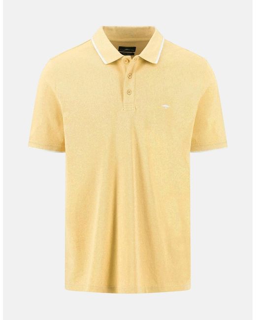 Fynch-Hatton Yellow Contrast Tipped 2-Ply Cotton Polo Shirt Pale for men