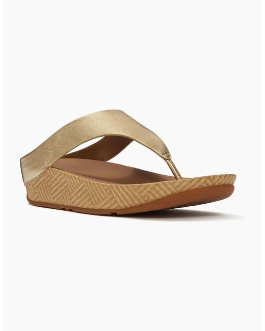 Fitflop White Lulu Lux Graphic-Weave Toe-Post Leather Platino Sandals