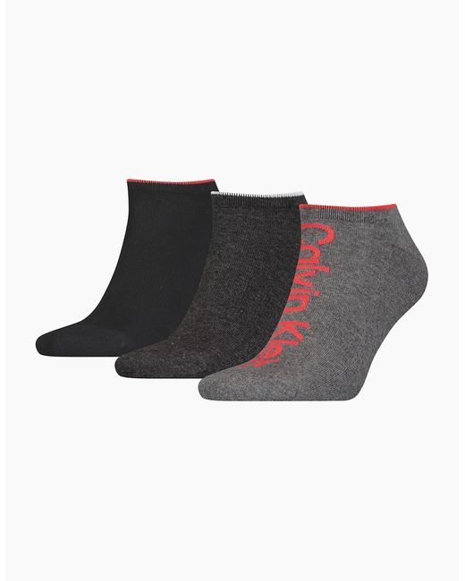 Calvin Klein Black 3-Pack Logo Sports Trainer Socks, Melange for men