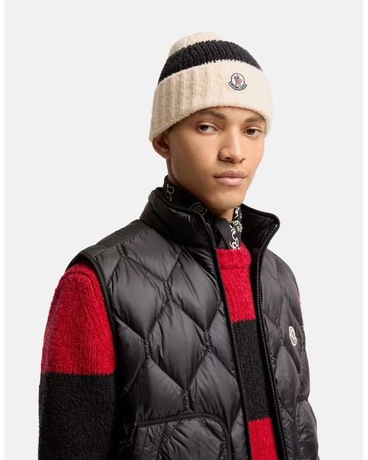 Moncler Black Block Stripe Hat for men