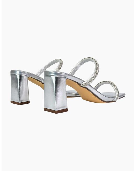 XY London Ladies Holden Diamante Metallic Medium Block Heel Mule Sandals
