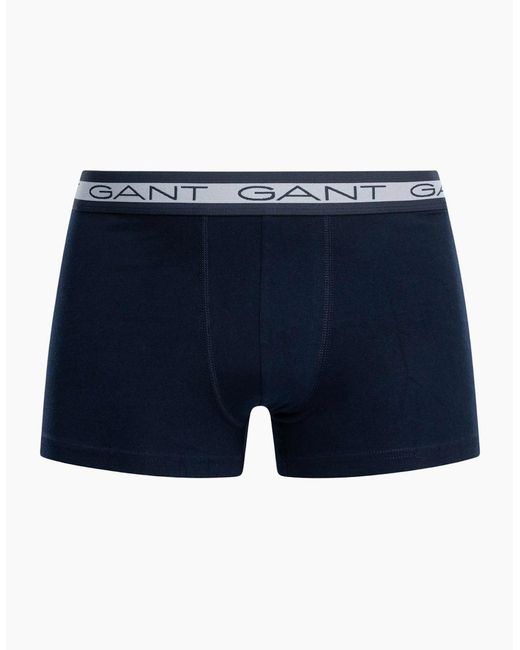 Gant White 3-Pack Striped Waistband Boxer Trunks, /Burgundy for men